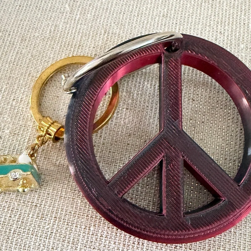 Turquoise Enamel Bus Keychain with Gold Charm